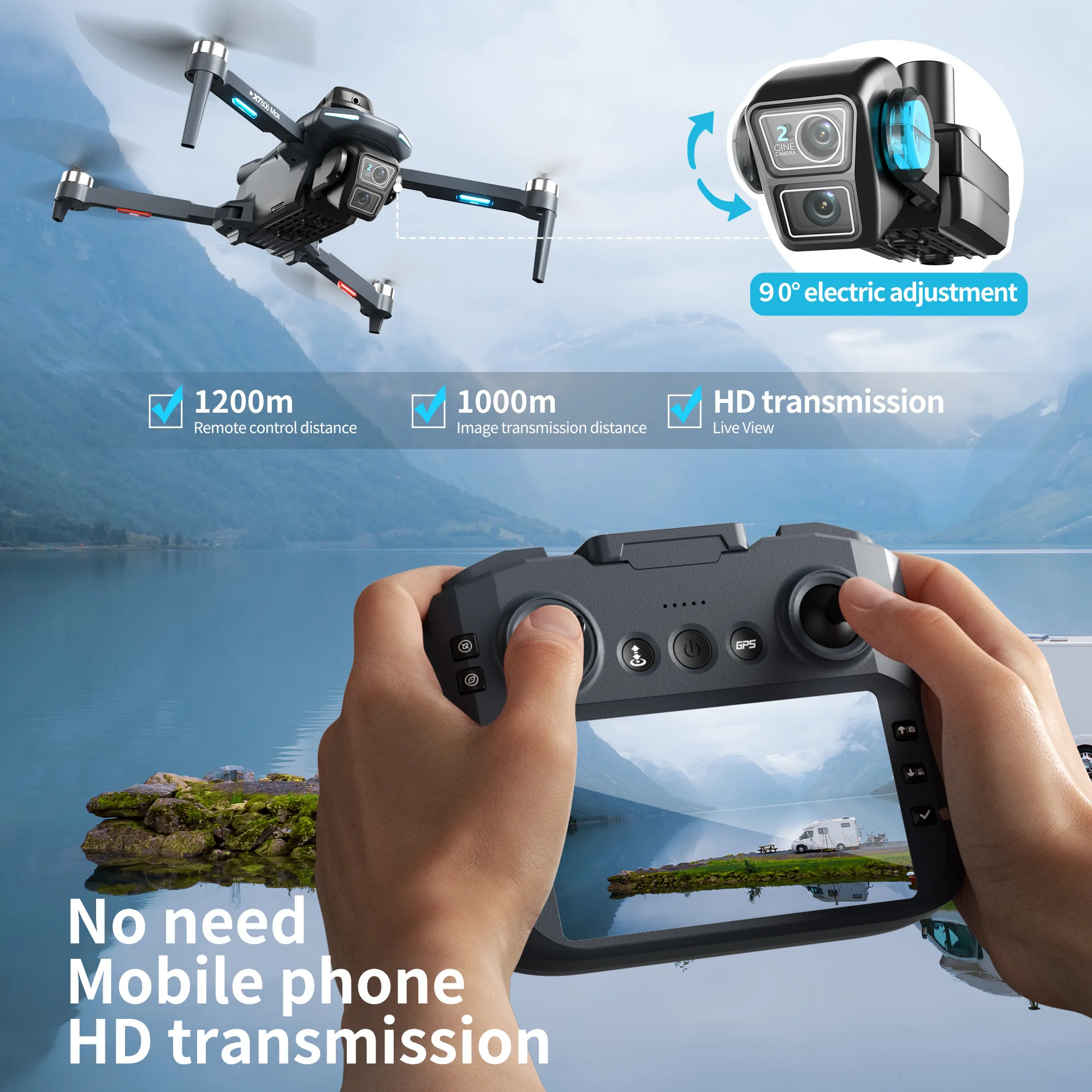 Original XT606 MAX GPS Drone H - đánh giá và giá Drone Photogrammetry